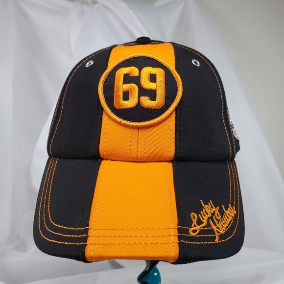 Vintage Gulf 69 Lucky Number Cap Spirit of Racing Baseball Cap Black Orange - Picture 7 of 8